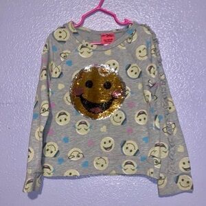 Twirl flip sequined emoji smiley face pullover sweatshirt size girls 6